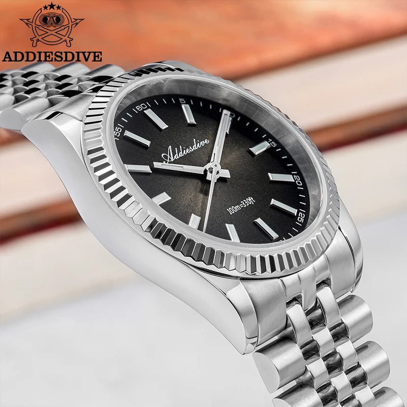 ADDIESDIVE 36mm Watch For Man Sapphire Glass Jubilee Strap 10Bar Waterproof VH31 Movement BGW9 Super Luminous Quartz Watches