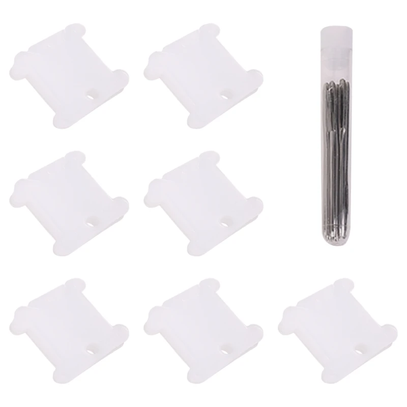 300pcs Embroidery Floss Thread Bobbins with 12pcs Large-Eye Knitting Needles for DIY Sewing