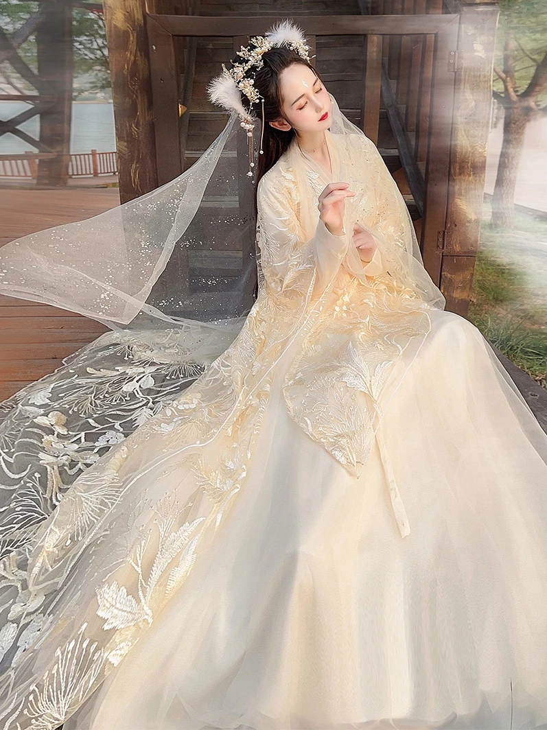 

Оригинальный женский костюм Hanfu Jin Dynas Sle на весну и лето Ele Fairylike Wei Jin, костюм полиэфирной ткани, высокое качество 2025