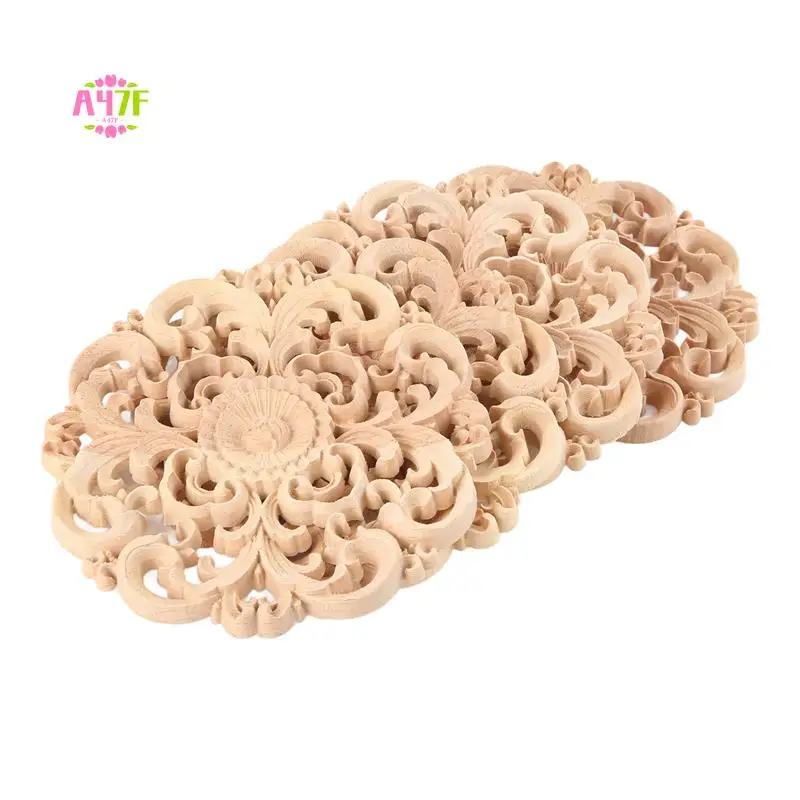 A47F-4szt. Drewniane Rzeźbione Nakładki Aplikacje Niemalowane Drewniane Aplikacje Vintage Europejski Styl Rzeźbione Naklejki do Dekoracji Mebli