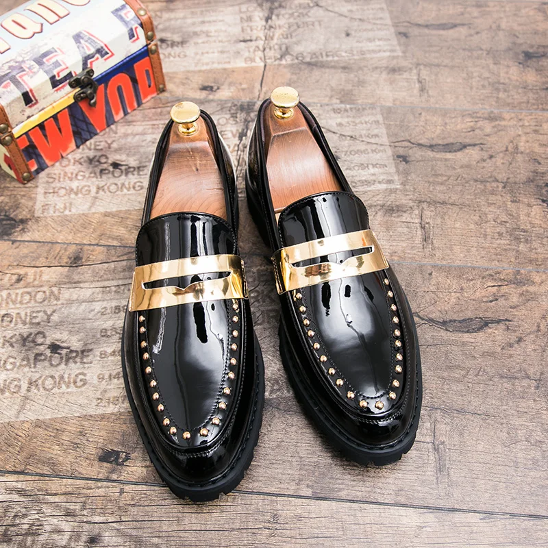 Luxury Brand Men's Shiny Leather Shoes Soft Soles Comfortable Loafers Versatile Commuting Shoes Men's Business Casual Shoes