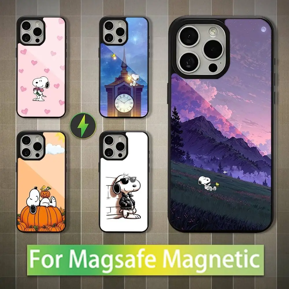 

Cute S-Snoopy Cartoon Phone Case For iPhone 16,15,14,13,12,11,Pro,Max,Plus,Mini,Magsafe,Magnetic Wireless Charging Case