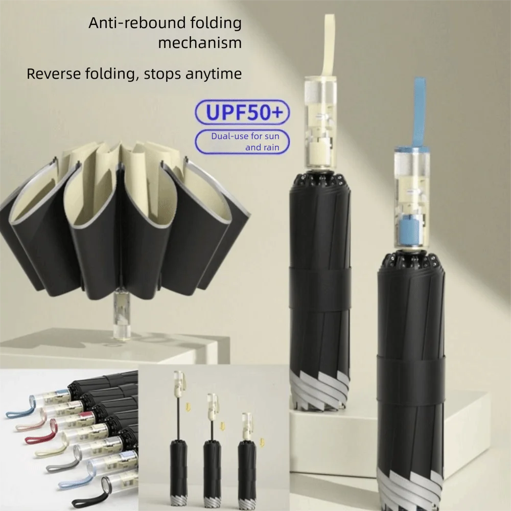 

Reverse Folding Automatic Umbrella Outdoor Sunshade Reflective Stripe UV Umbrellas Windproof 10 Bones Rain Umbrella Men Women