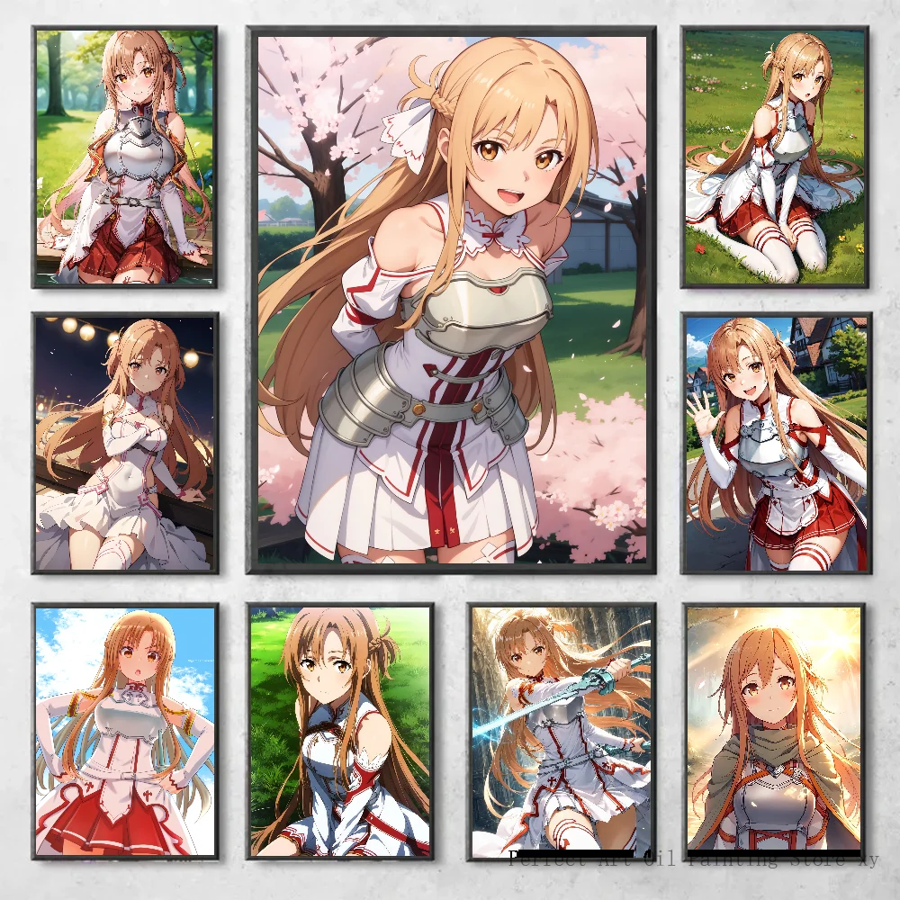 Animation Y-Yuuki Asuna Poster Self-adhesive Art Waterproof Paper Sticker Coffee House Bar Room Wall Decor