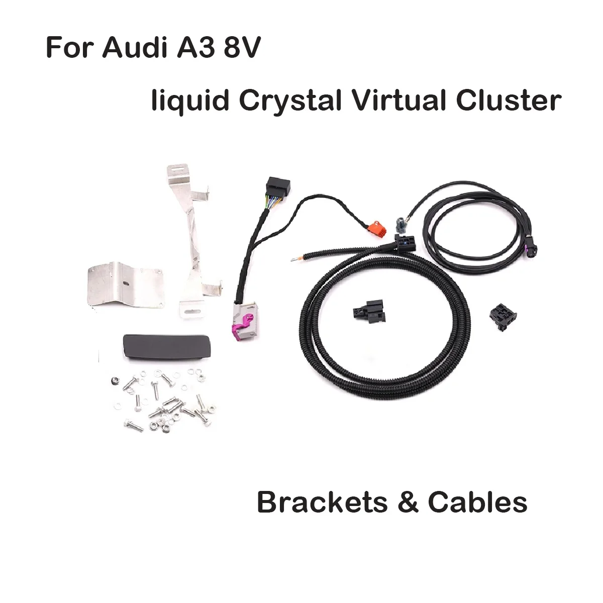 

For Audi A3 8V S3 RS3 Q2 2013-2016 Liquid Crystal Virtual Cluster Connector Adapter Wiring Cable and Iron Bracket