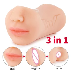 Realistic Vagina Male Masturbator Oral Mouth Aircraft Cup Real Pussy Sexo Intimate Goods Deep Throat Double Hole Sex Toy for Men