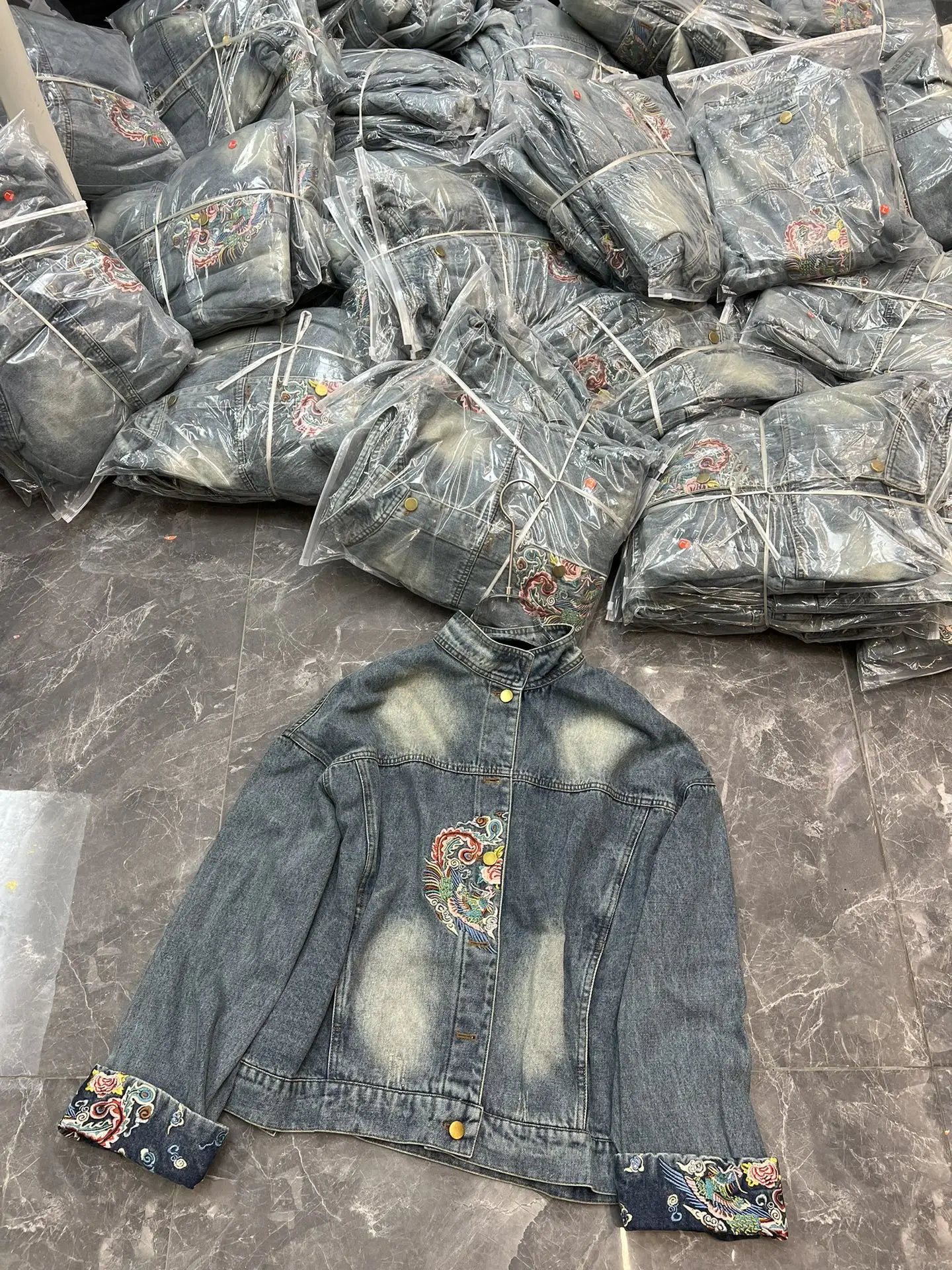 Heavy vintage embroidered denim jacket