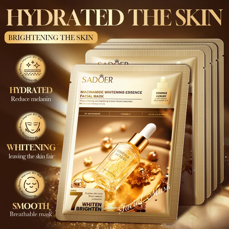 SADOER Niacinamide Whitening Facial Masks 7 Days Brighten Improve Dullness Moisturizing Vitamin C Face Mask Skin Care