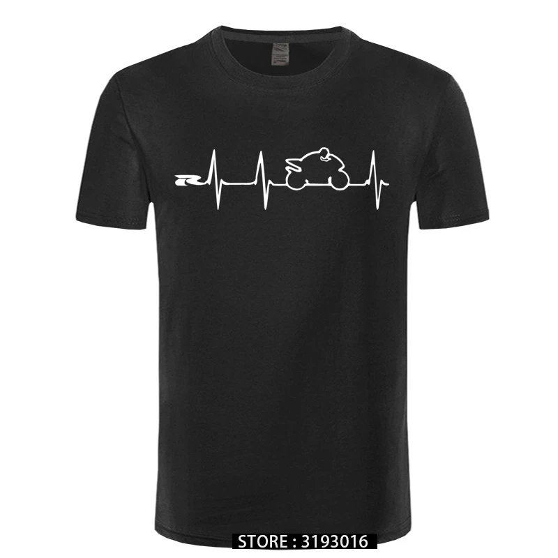 Popular T Shirts Japan Motorcycles Heartbeat Fashion Hipster Harajuku Tshirt Men Polyester Boyfriend Christmas Gift Cool Tshirt