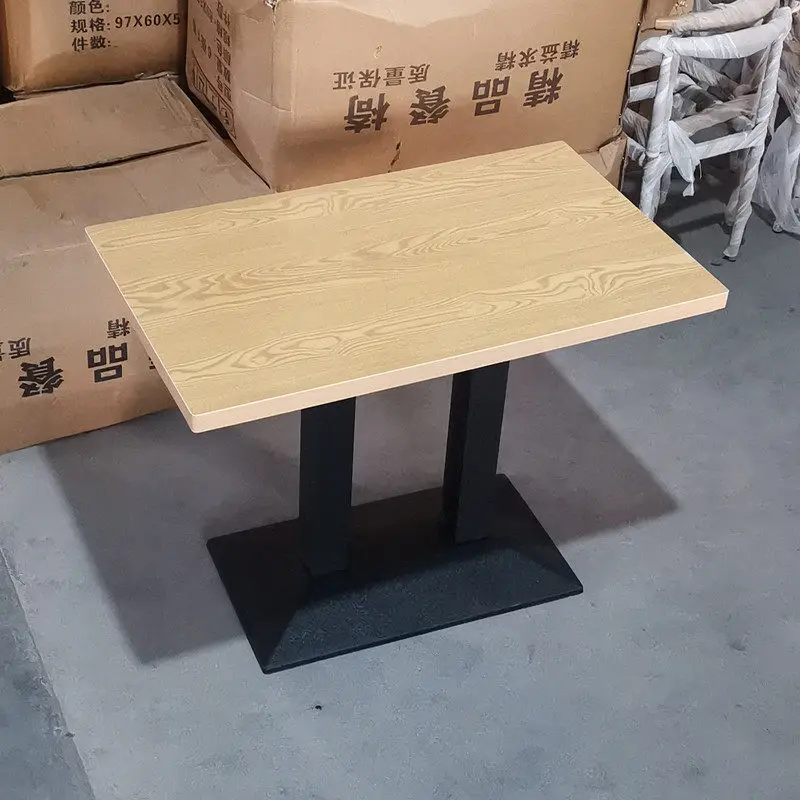 #Modern hotel restaurant dining table wood surface metal frame smokeless hot pot equipment can be customized color commercial
