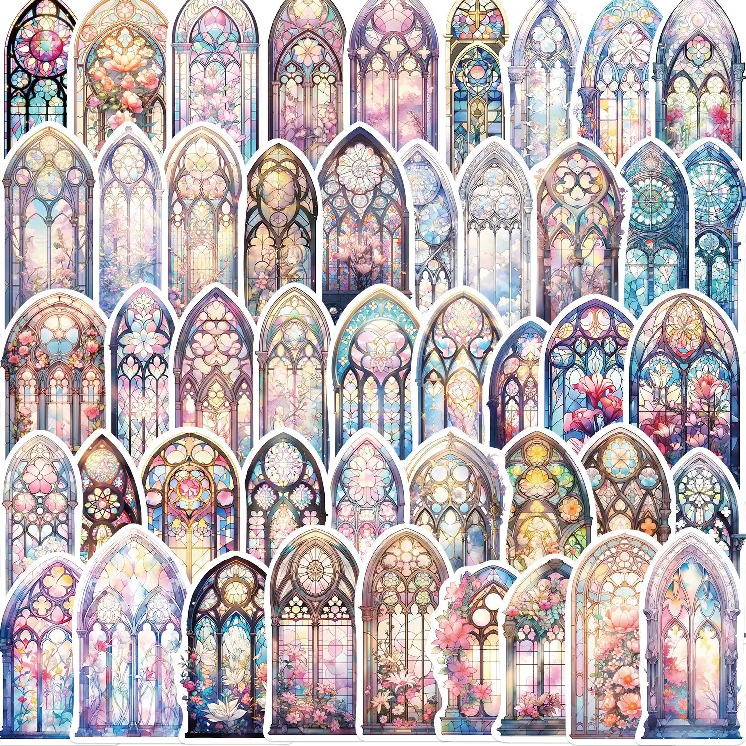 50Pcs Holy Church Window Series Graffiti Stickers Suitable for Luggage Phone Cases Skateboard Decoration Stickers DIY Toys