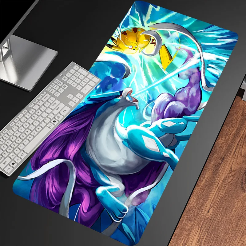 XXL Mousepad P-Pikachues tastiera Gaming PC Table Mat Anime Laptop Office Mouse Pad Computer Gamer Playmat Edge Locking Deskmat