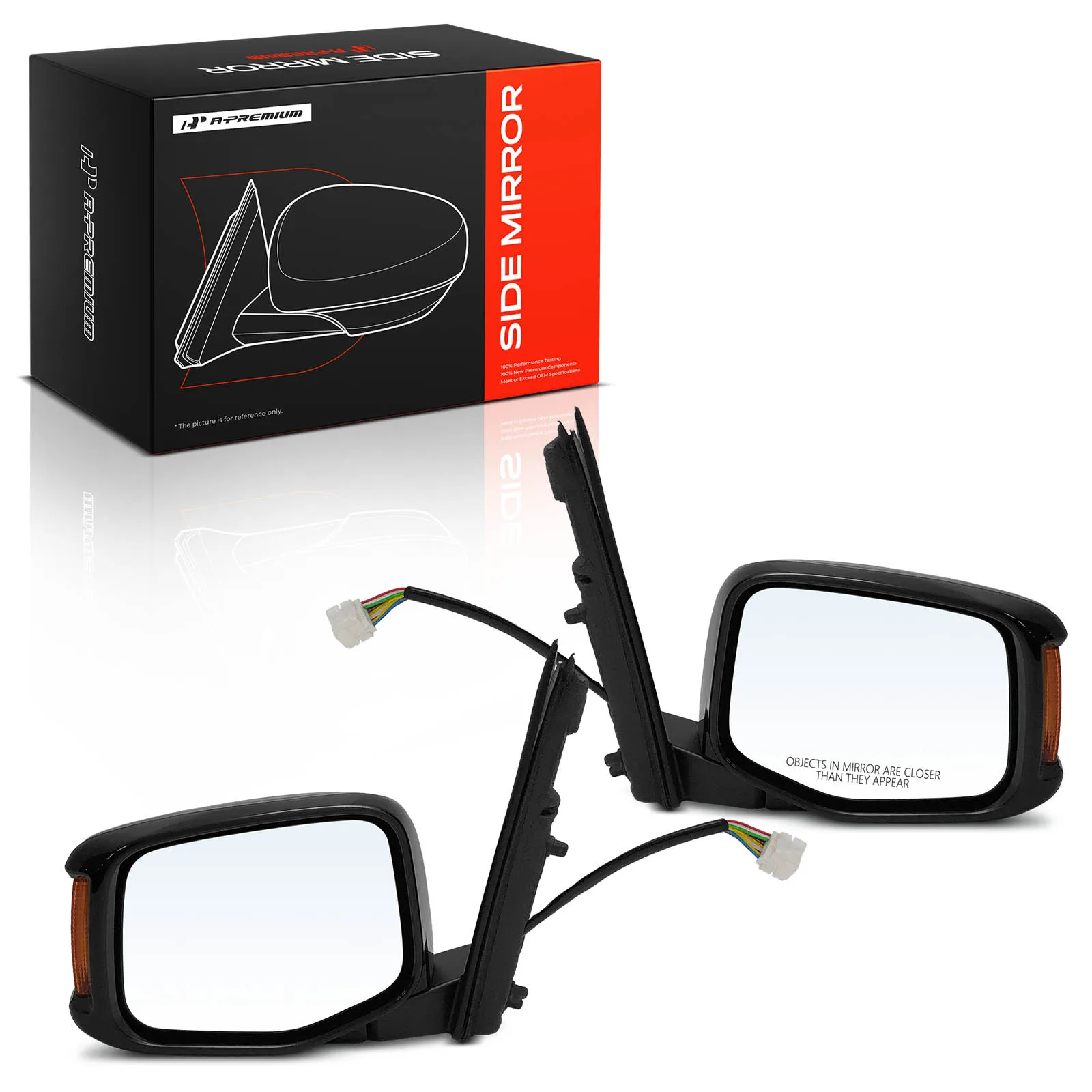 A-Premium Pair Power Door Mirror for Honda Odyssey 2011-2013 Manual Folding Turn Signal Light Heated Memory Recall Black