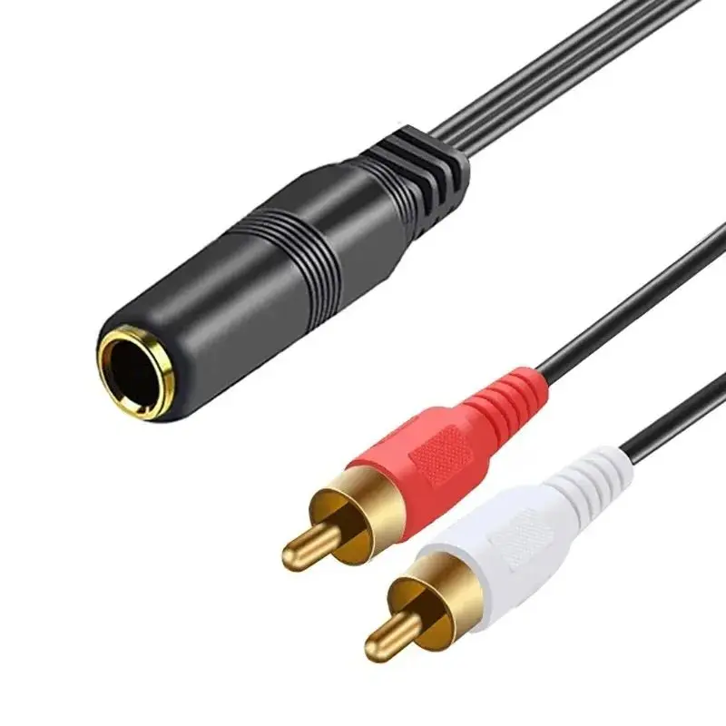 

1/4 Inch TRS Jack to 2 RCA R/L Y Splitter Stereo Audio Cable 0.3m Dual RCA to 6.35mm Adapter Cord for Amplifier Mixer Speaker