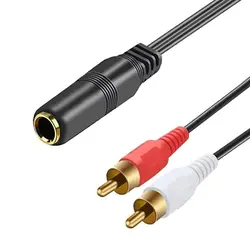 1/4 Inch TRS Jack to 2 RCA R/L Y Splitter Stereo Audio Cable 0.3m Dual RCA to 6.35mm Adapter Cord for Amplifier Mixer Speaker
