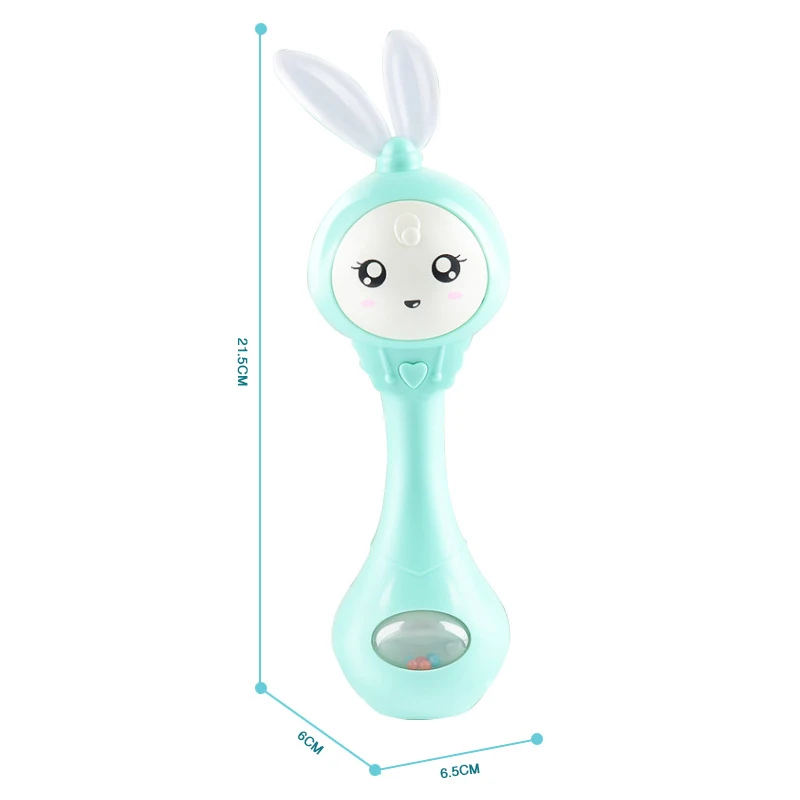 아기 음악 깜박이 딸랑이 장난감 토끼 Teether 핸드 벨 모바일 유아 중지 우는 눈물 딸랑이 신생아 조기 교육 장난감 18M