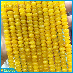 천연석 Rondelle 옐로우 토파즈 쿼츠 5x8MM 주판 플랫 라운드 스페이스 비즈 쥬얼리 만들기 Diy 팔찌 액세서리 15''
