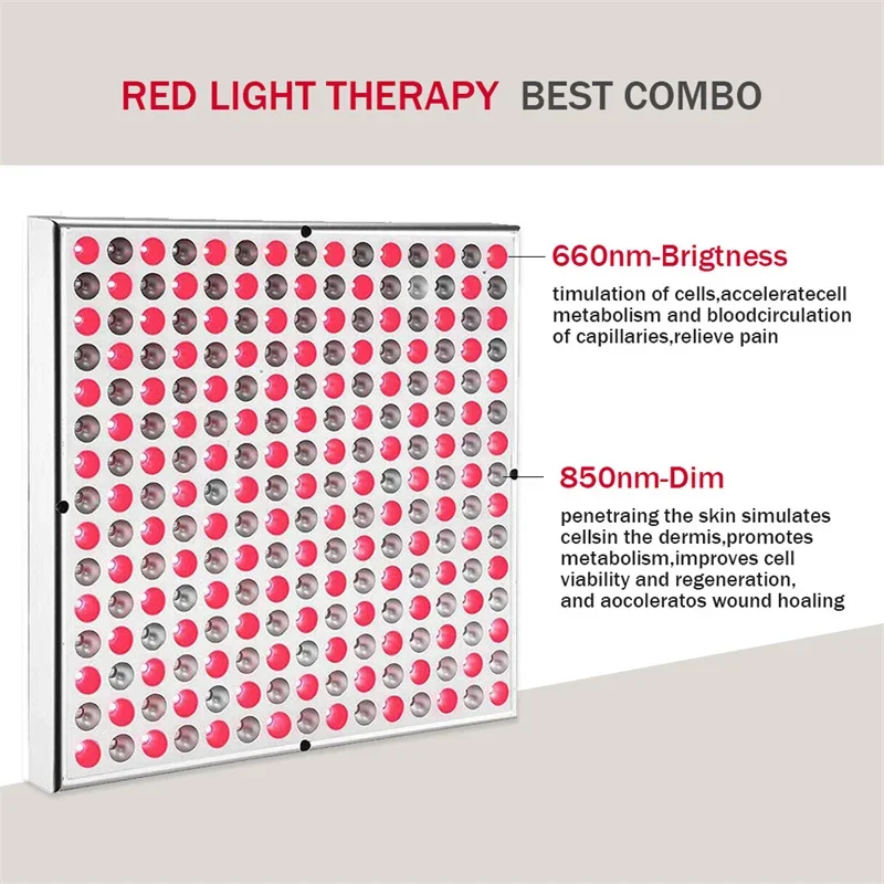 لوحة علاج بالضوء الأحمر بالأشعة تحت الحمراء البعيدة، العناية بالجمال، أحمر عميق 660 نانومتر وقريب الأشعة تحت الحمراء 850 نانومتر (225 مصباح LED) #1