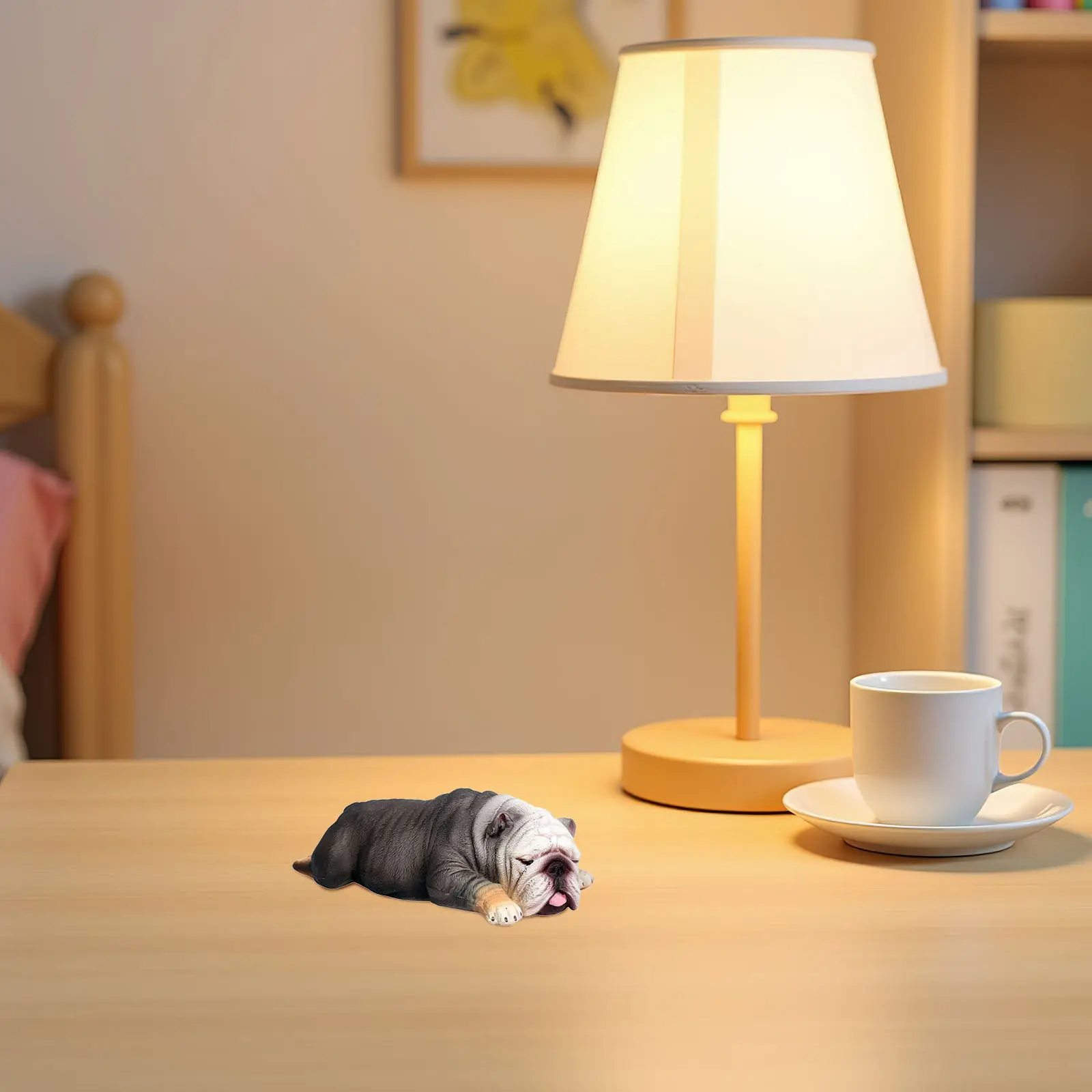 

Sleeping Bulldog Sculpture Plastic Animal Desktop Decor Kids Educational Color Cognition Imaginative Play Puppy Shape Ornament