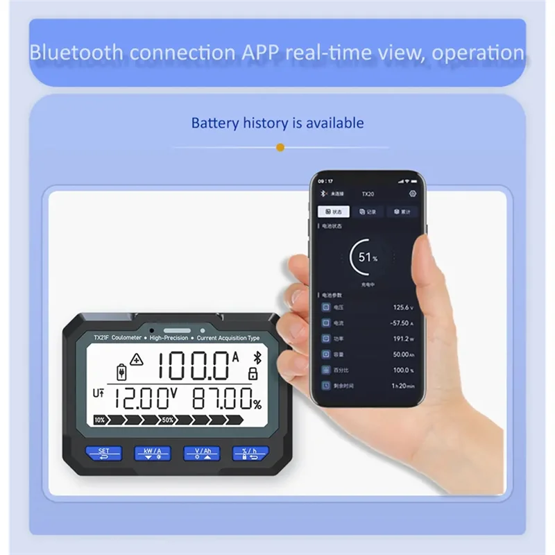 B24B TX21 Battery Level Tester For Android Bluetooth Power Display Meter Coulomb Meter Coulometer Power Display Monitor TX21 100