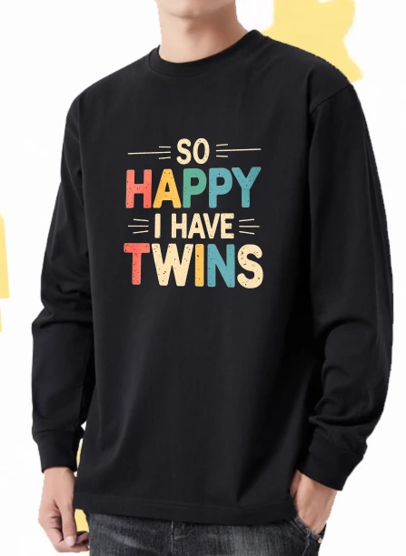 

Футболка для мужчин осень Повседневная аниме с длинными рукавами Футболка с рисунком So Happy I Have Twins Футболка с принтом для пар в стиле аниме Спортивная рождественская футболка