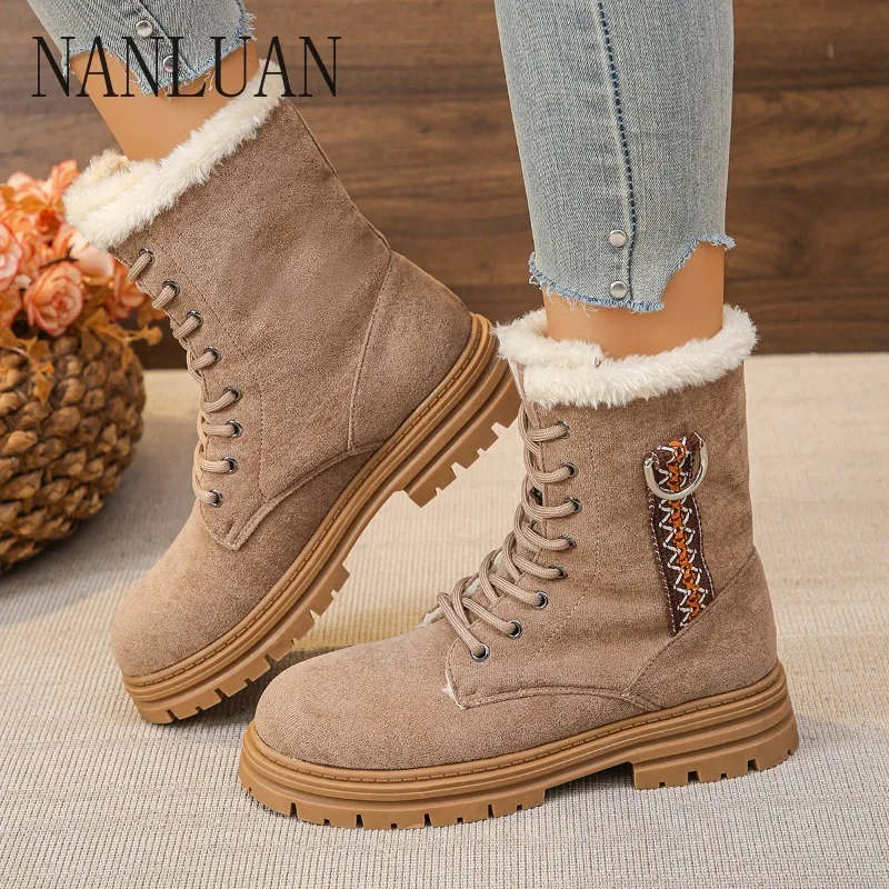 

2024 Boutique Winter High-quality Women's Boots with Cotton To Keep Warm and Anti-ski Boots Fashionable Mid-calf Women's Shoes