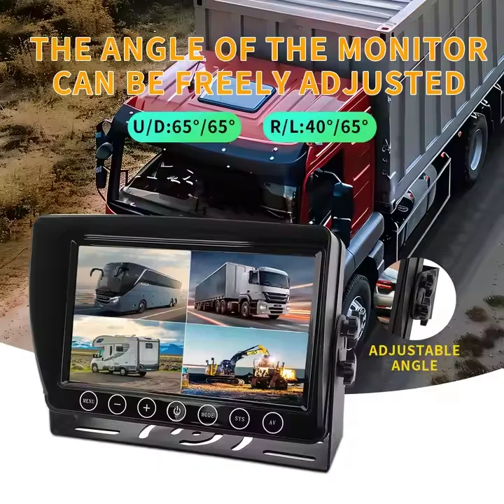 Reverse Camera System Kit Dual Lens 7-inch IPS LCD Waterproof/Dustproof Reverse Monitor 4 Cameras for RVs/Trucks/Trailers/Buses
