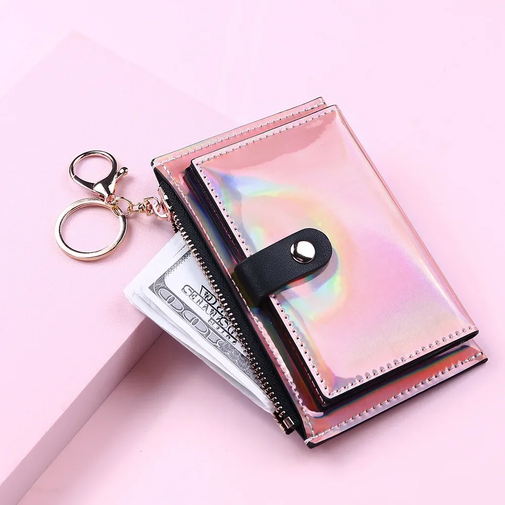 New Laser Holographic Wallet Women Small Purse Female Clutch Bag Women Wallets Purses Portfel Zip Phone Pocket Carteras