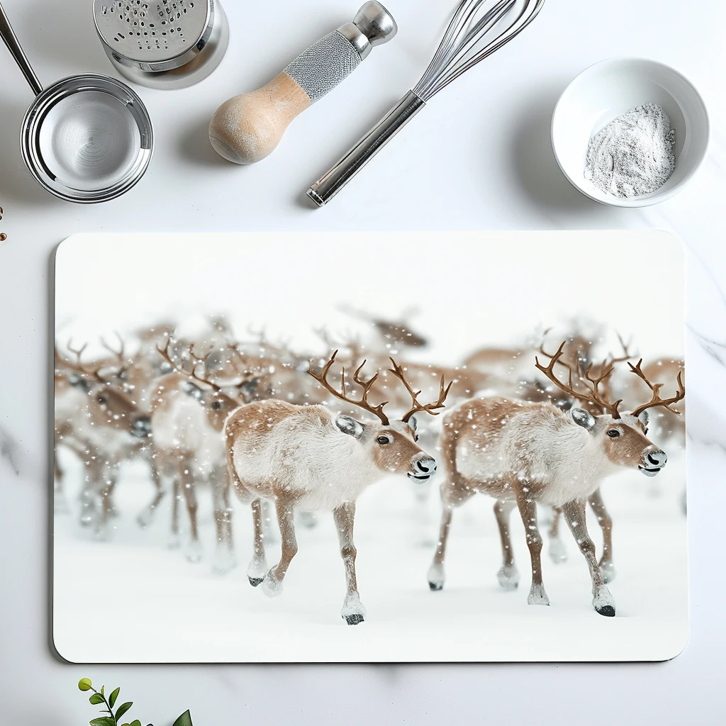 Absorbent Mat Deer Antler Snow Kitchen Antiskid Drying Mat Quick Dry Bathroom Drain Pad Tableware Mat