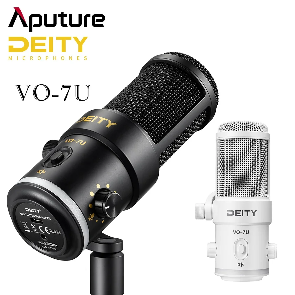 Aputure-VO-7U Deity, micrófono dinámico supercardioide, USB, Kit de trípode Blanco/Negro, 12 luces RGB únicas para transmisión de Podcast y YouTube