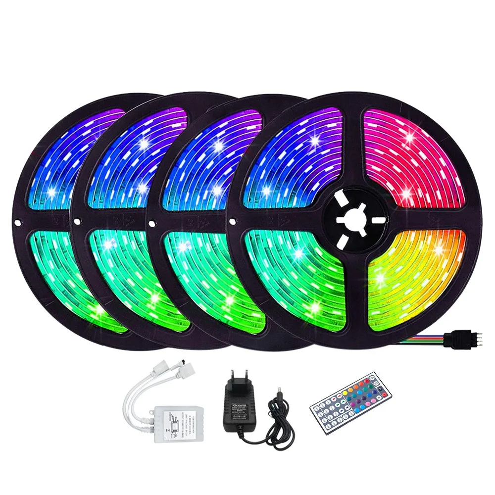 

20M LED Strip Light RGB 3528 Color Changing LED Flexible Lights with 44 Key Remote for Bedroom TV Backlight Bar EU Plug