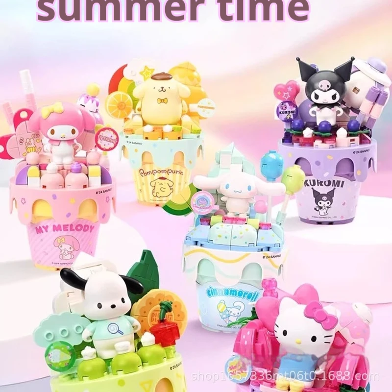 

Sanrio HelloKitty Treasure Wonderful Building Block Cone Series Kulomi Pikachu Assembly Children'S Toy Kawaii Girl Gift