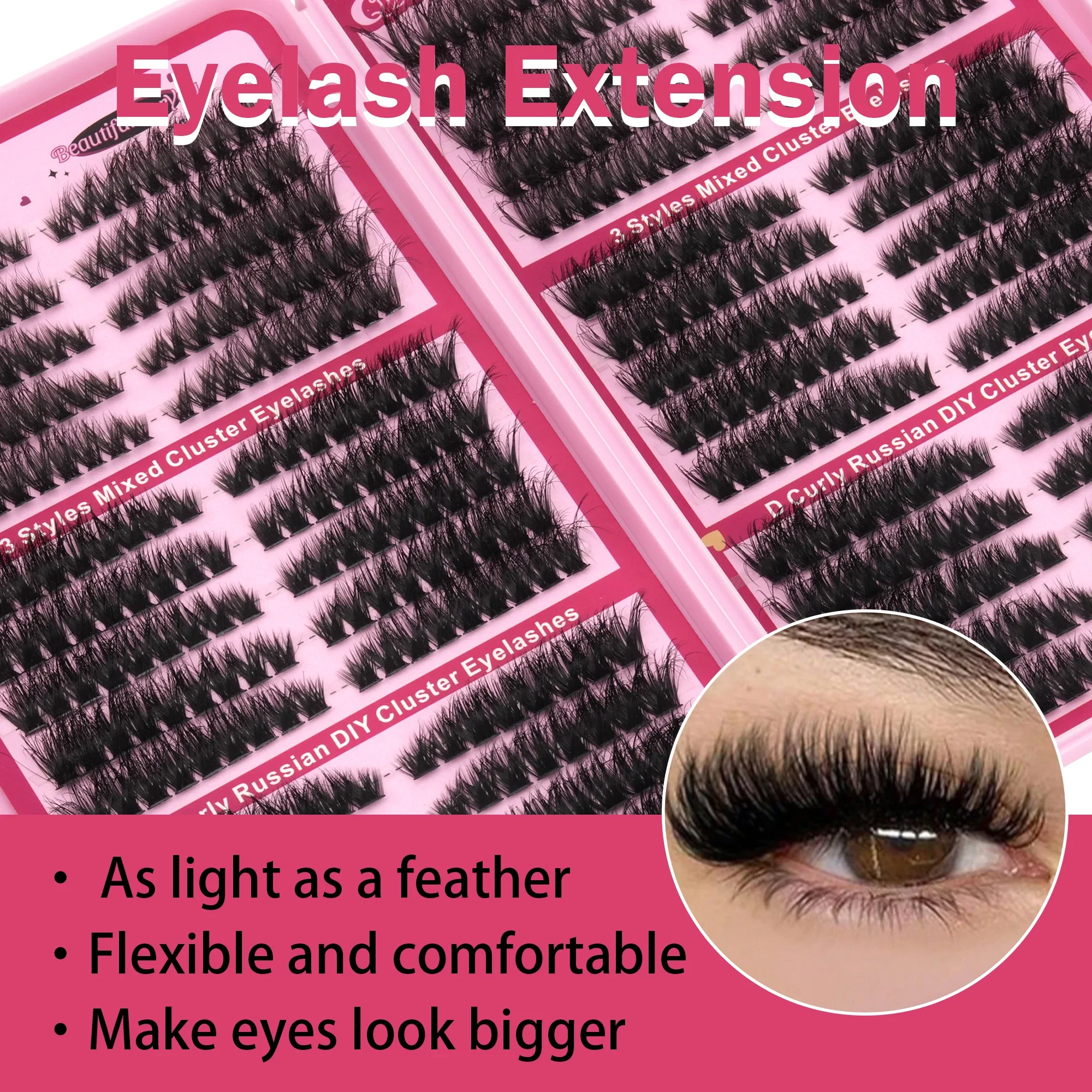 30 Rows Mixed Cluster Lashes 3 - đánh giá và giá Eyelash Extension Wispy