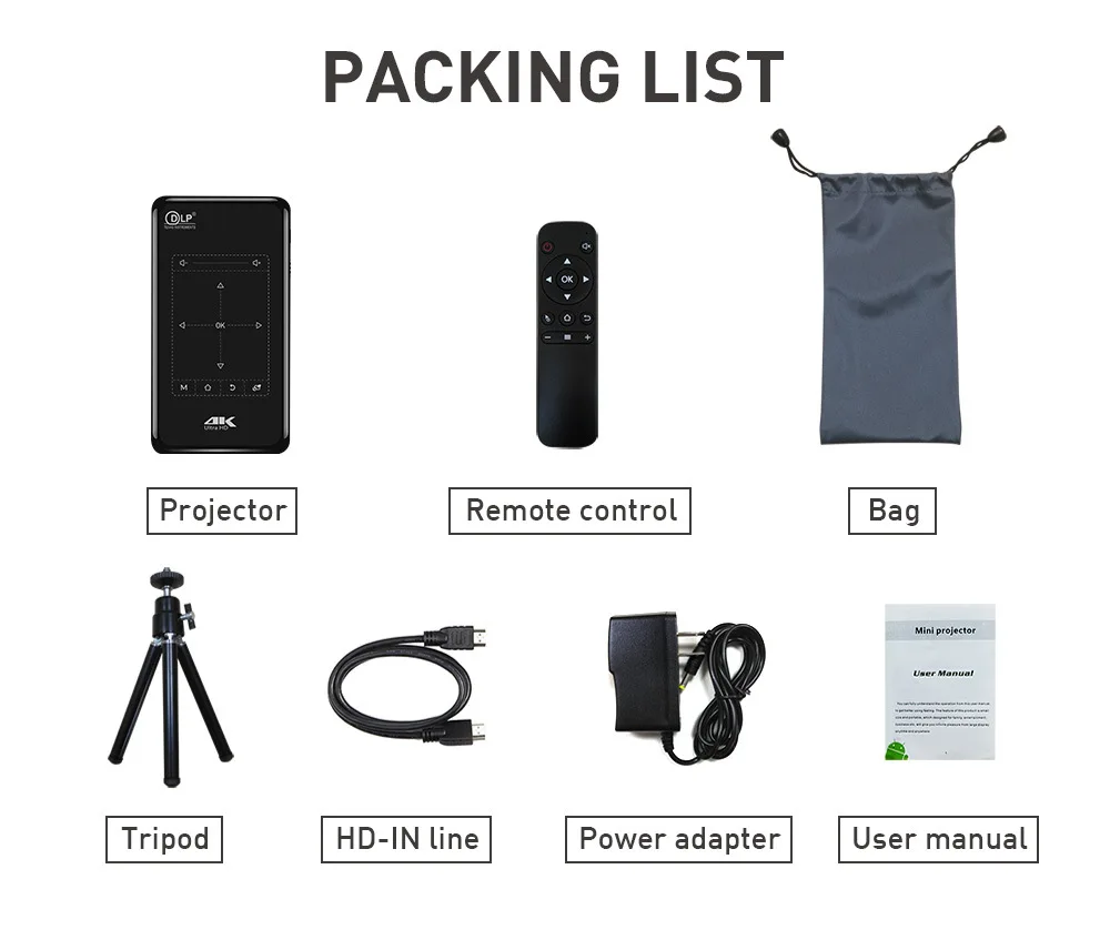 P09-II Portable DLP Mini Pocket Projector Android 9.0 2GB RAM 32GB