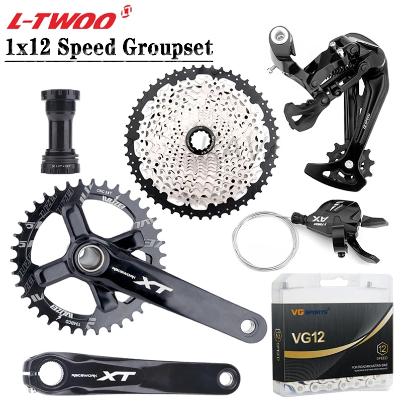 LTWOO AX 1x12 Speed Groupset Bicycle Shift Derailleur XT Crankset VG 12S Gold Chain Flywheel 46/50/52T Cassette for SIMANO HG