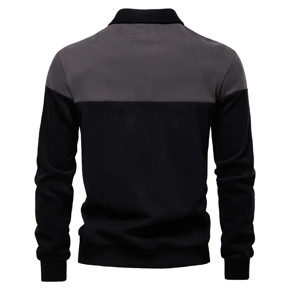 Spring Long Sleeve Polo Collar Sweatshirt Men's Casual Premium Top