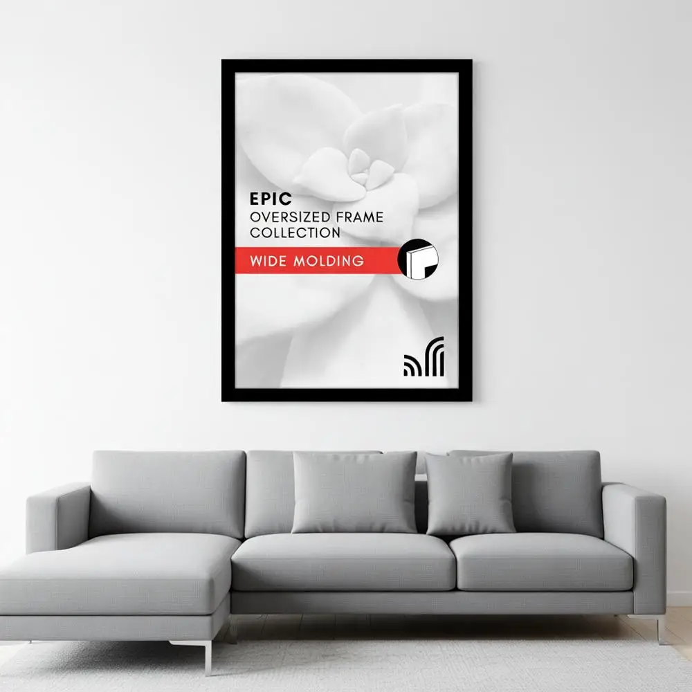 

20x28 Picture with Polished Plexiglass Black Picture Frame Wide Photo Display Engineered Wood or Metal Horizontal Wall D