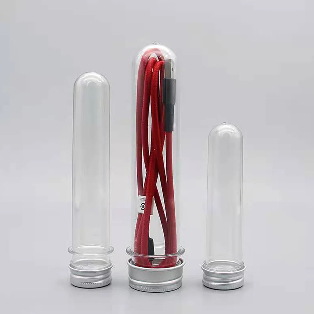 

12pcs 40Ml Eco-Friendly Test Tube Bottles Reusable Storage Tubes For Candies Liquids Samples Plastic Pet Tubes Sealed Caps