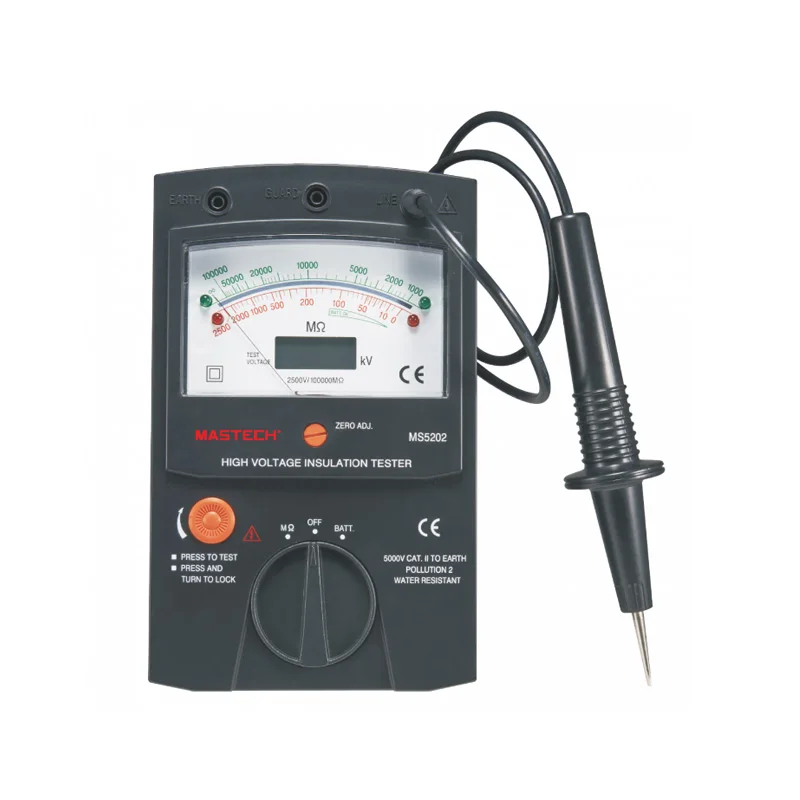 MASTECH MS5202 2500V Digital/Analogue Pointer Insulation Resistance Tester Max to 100000Mohm
