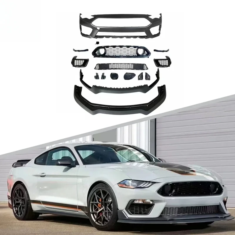 

High Quality h1 Style Car Front Bumper Front Lip Rear Diffuser Side Skirt Vents Spoiler Body Kit Mustang 2018-2022