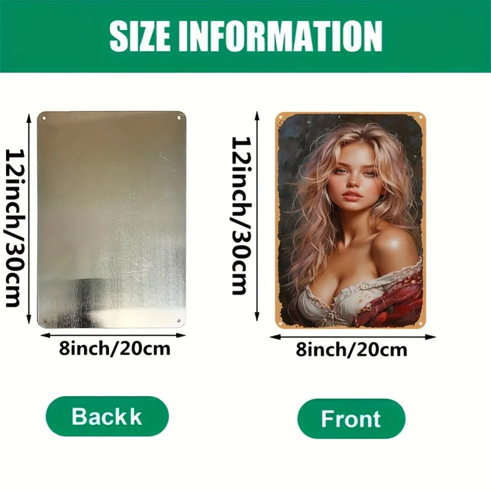 ديكور فني جداري عتيق من الألومنيوم - فستان أحمر مقاوم للماء والغبار، تصميم مسطح ثنائي الأبعاد، هدية مثالية للمنزل والمقهى وعيد الميلاد