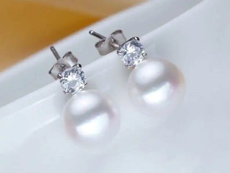 Freshwater 10-11mm Pearl With Princess Style Silver Earrings Wedding Jewelry