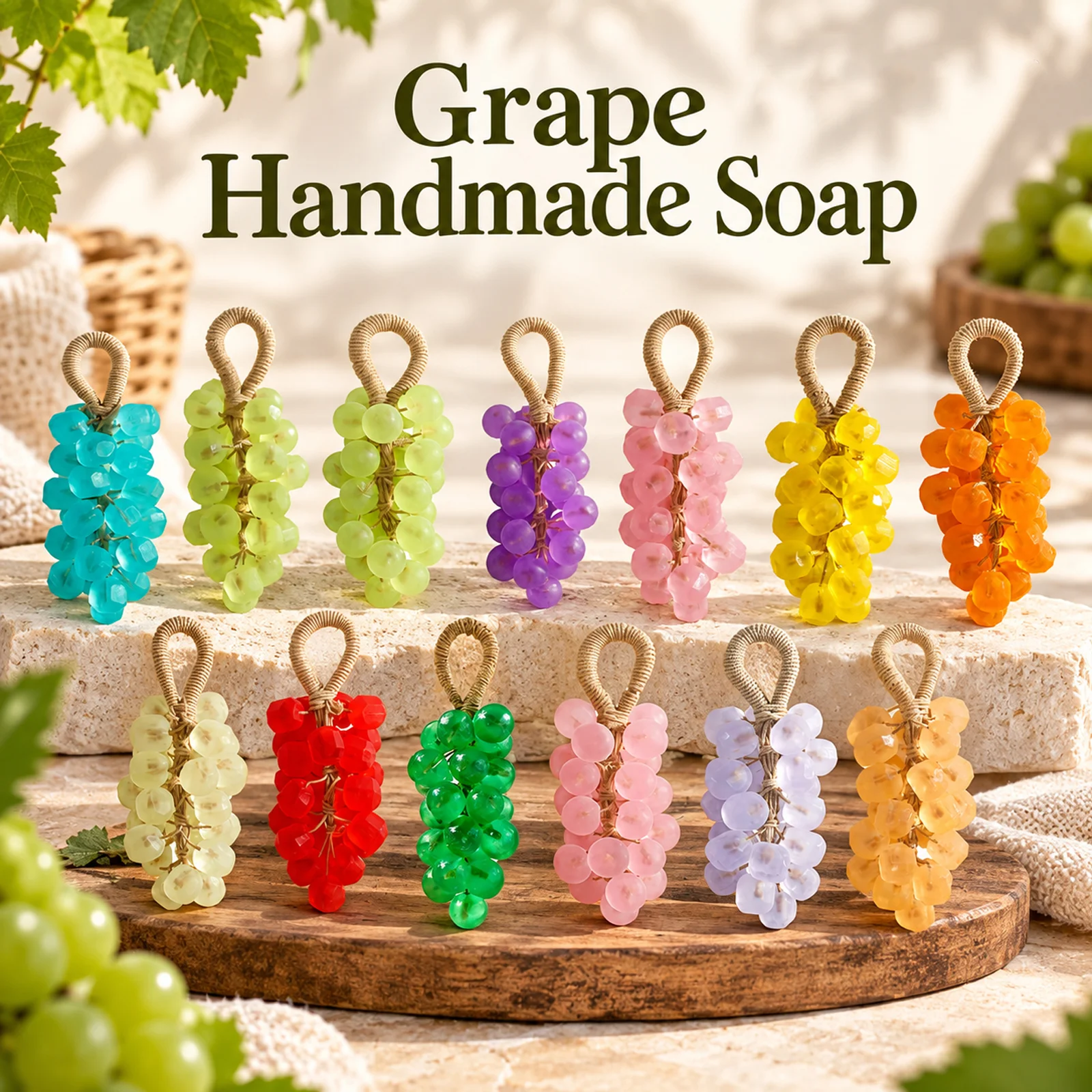 Handmade Soap Remove Dirt Repair Dryness Smooth Texture Body Washing Gentle Cleaning Moisturizing Hydrating Grape Soap Gift Box