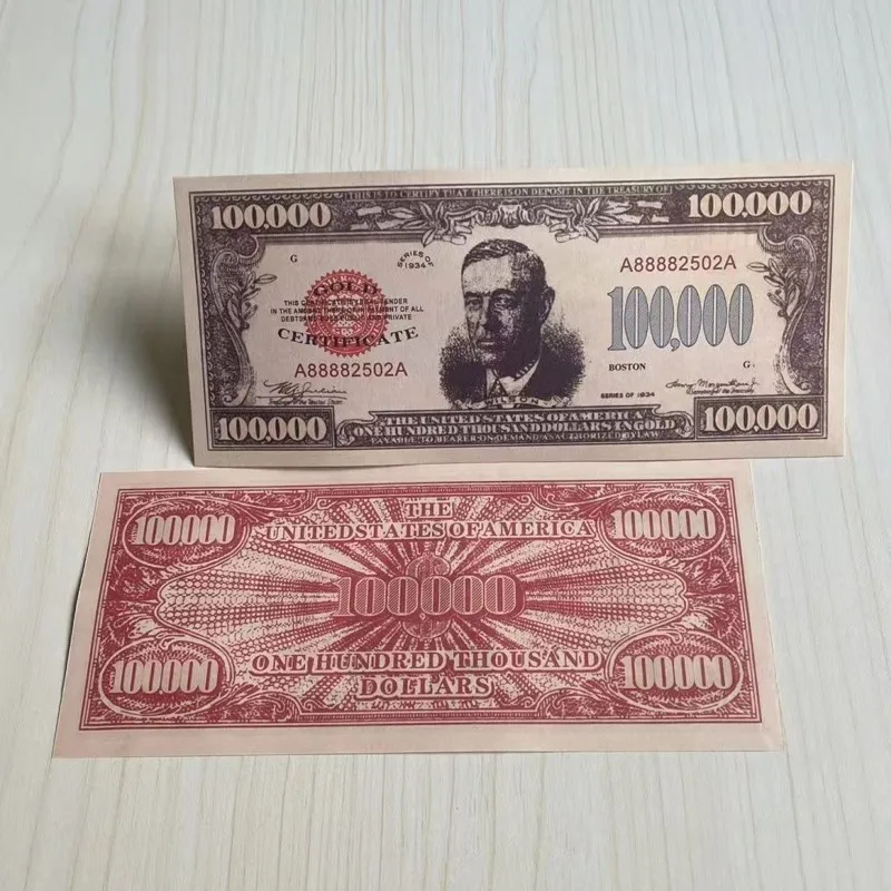 Old Money US 100000 Dollars Bills Paper Bills Banknotes 1934 One Hundred Thousand Non-currency Wilson Dollar With UV Art Gifts