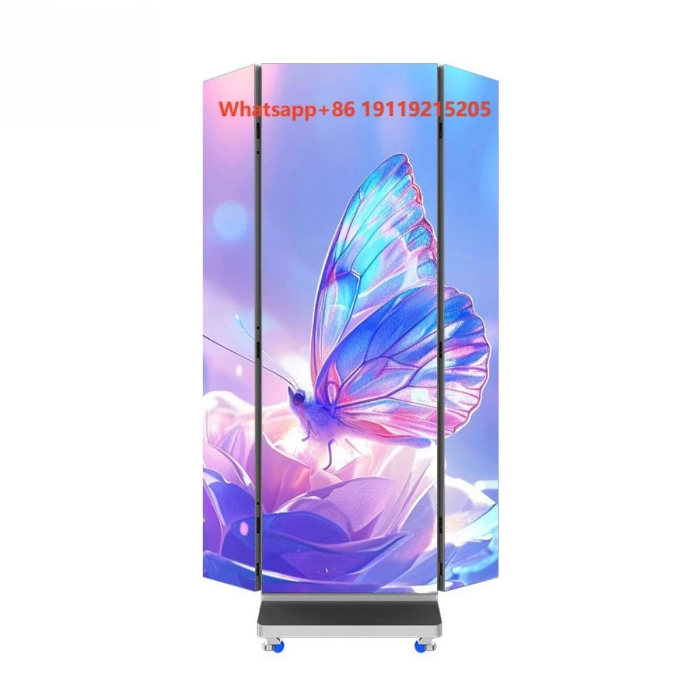 Led Advertising Digital P2.5 P1.5 P1.2 GOB Folding Indoor Double Sided Three Led Tri Fold Poster Foldable Led Screen Display