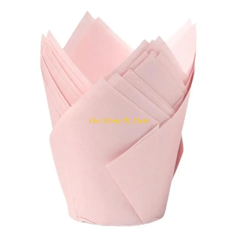 M4YC 50Pcs Tulips Muffin Cases Decorative Cupcake Liners For Special Event Displays