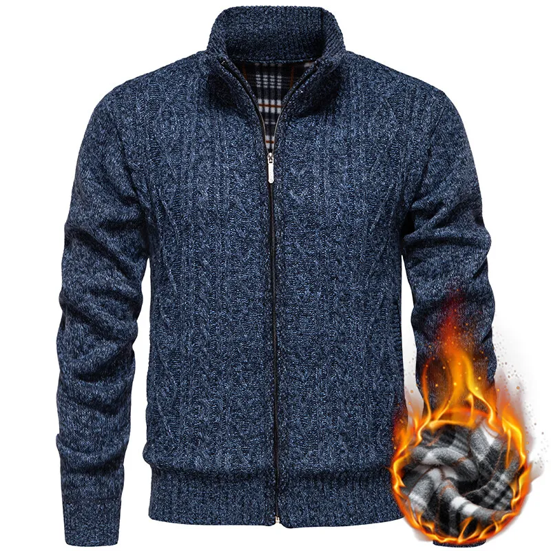 جديد الشتاء الرجال بالأزرار غير رسمية Sweatercoats جاكيتات جودة الرجال الصوف سمكا الدافئة الوقوف طوق سليم صالح بالأزرار معاطف 3X