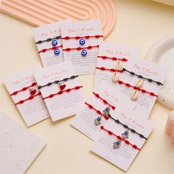 Lucky Handmade 7 Knots Red String Couple Bracelet for Women Men Turkish Evil Eye Sea Shell Heart Pendant Wristband Jewelry Gifts