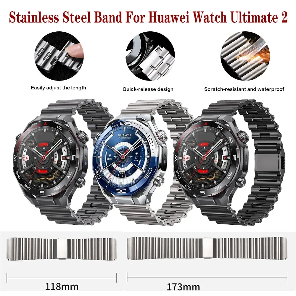 

Ремешок из нержавеющей стали для Huawei Watch Ultimate 2/1, магнитный регулируемый браслет для Huawei Watch Ultimate 2/1, аксессуары