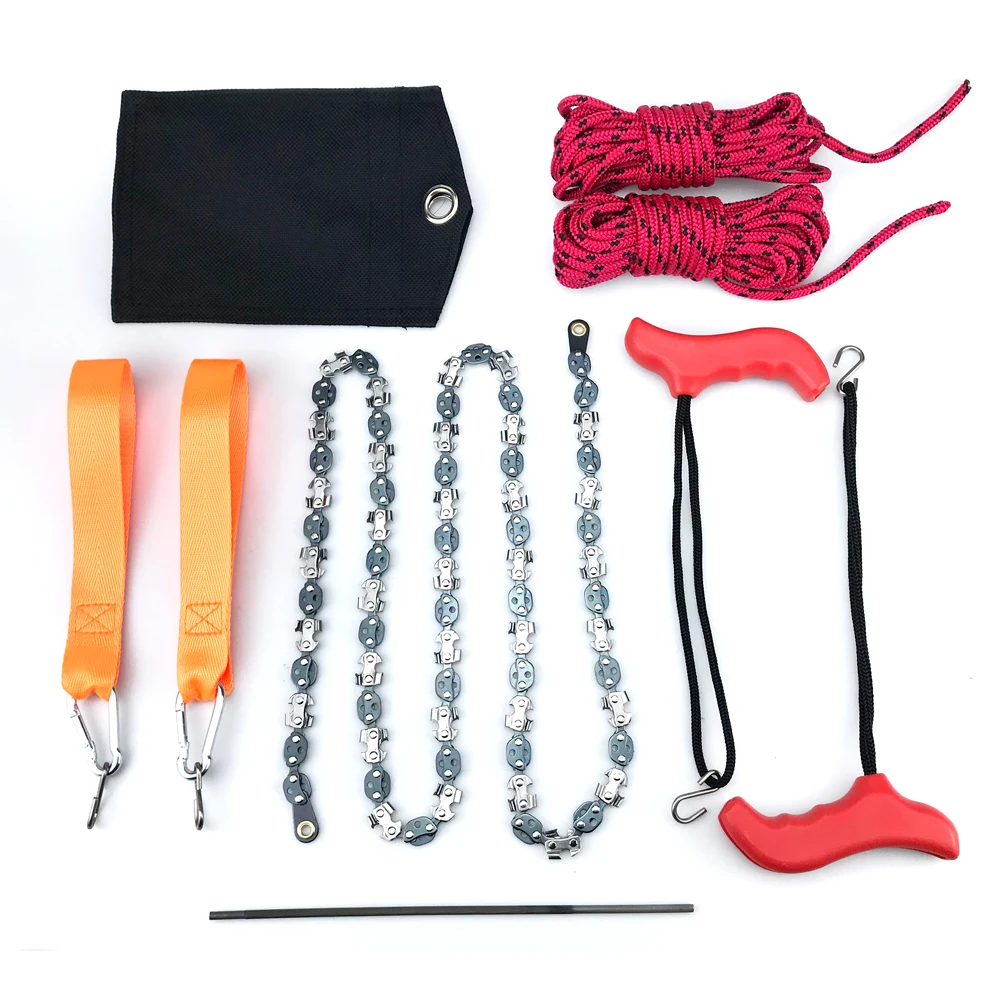 1 pçs 53 Polegada 68 dentes portátil mão zíper viu terno dobrável design separado serra de corrente de corte de madeira ao ar livre ferramenta de acampamento de emergência